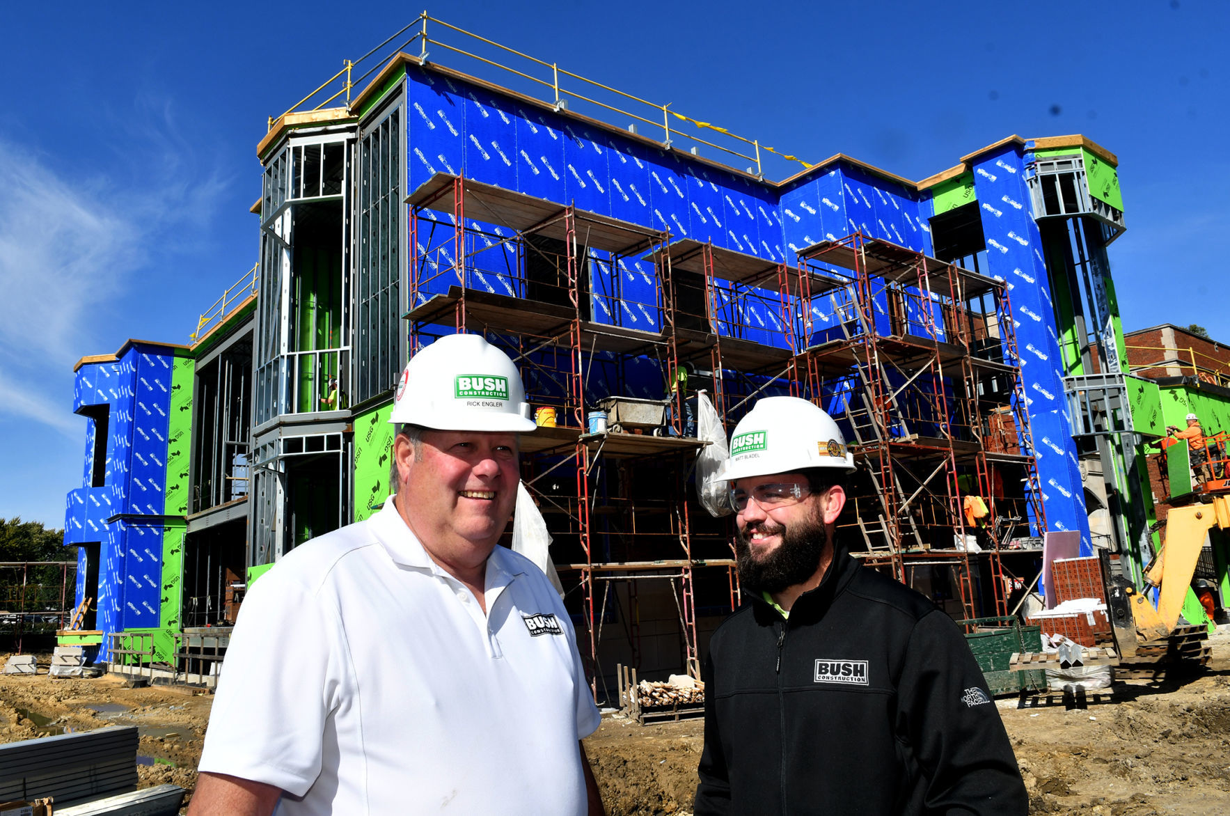 St. Ambrose construction addition to old McMullen Hall.